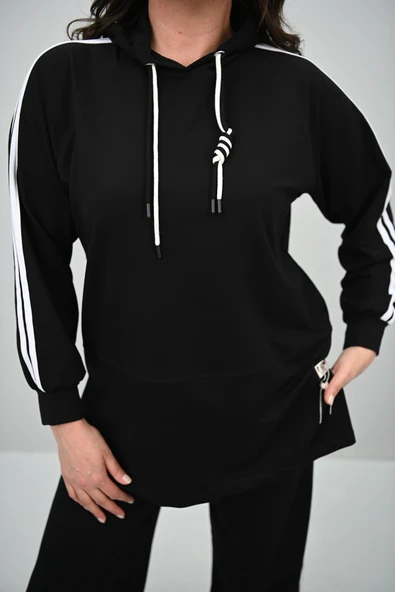 Kadın Büyük Beden Uzun Kollu Kalp Aksesuar Detaylı Eşofman Takımı 8169-25 - 8