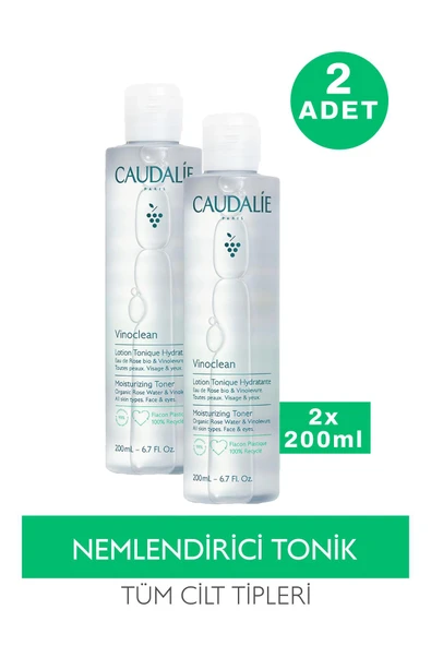 Caudalie Vinoclean Moisturizing Toner Nemlendirici Tonik 200 ml 2 Adet