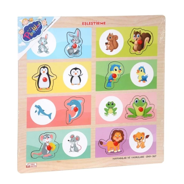 ONY-366-367 Ahşap Tutmalı Eşleştirme -Hayvanlar ve Yavruları - 3