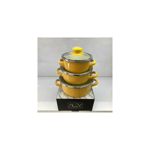 AKILLIELMA-ALEV TENCERE SETİ MİNİ RENKLİ 3'LÜ 12-14-16 CM SARI ALV017 KR 137-C 9028
