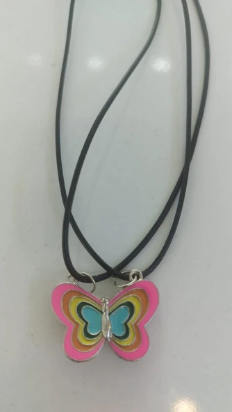 Mıknatıslı 2'li Kolye Kelebekli Kalp Best Friends Kolyesi - 2