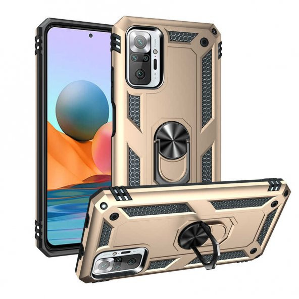 Xiaomi Redmi Note 10 Pro Kılıf Vega Yüzüklü Standlı Zırh Kılıf - 3