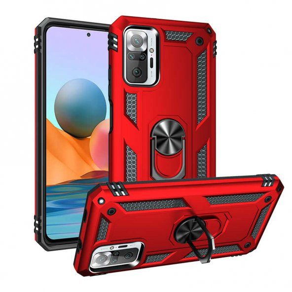 Xiaomi Redmi Note 10 Pro Kılıf Vega Yüzüklü Standlı Zırh Kılıf - 4