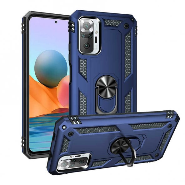Xiaomi Redmi Note 10 Pro Kılıf Vega Yüzüklü Standlı Zırh Kılıf - 5