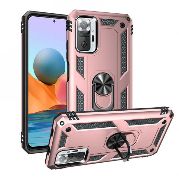 Xiaomi Redmi Note 10 Pro Kılıf Vega Yüzüklü Standlı Zırh Kılıf - 6
