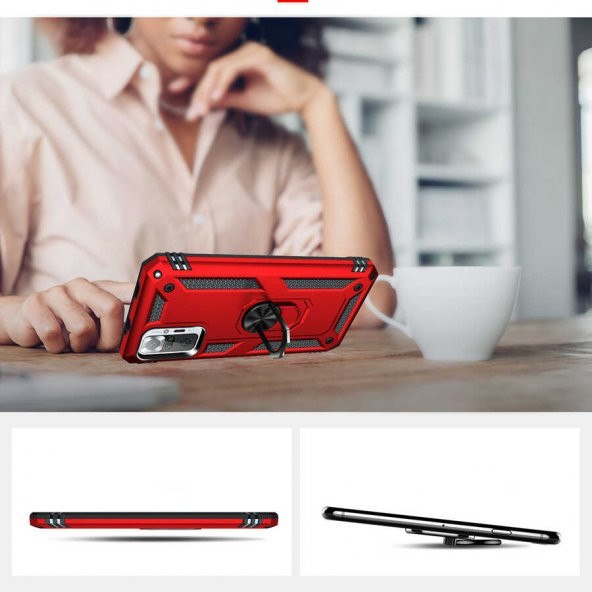 Xiaomi Redmi Note 10 Pro Kılıf Vega Yüzüklü Standlı Zırh Kılıf - 8
