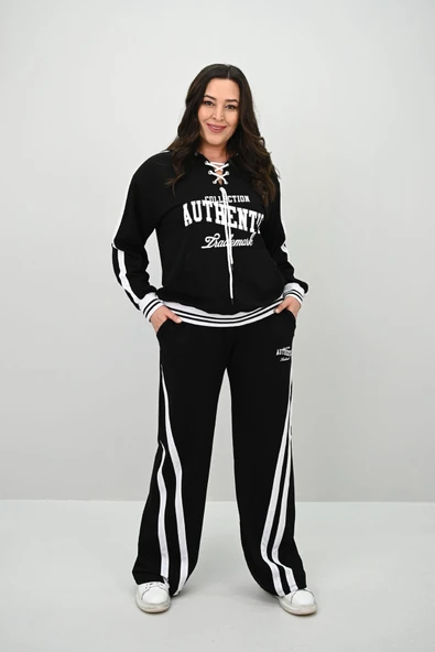 Kadın Büyük Beden Kordonlu Bol Paça Eşofman Takımı 8164-25