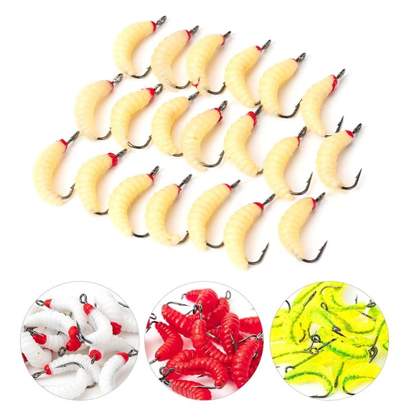 Valkyrie 100 Parça Kutulu İğneli Yumuşak Silikon Kurtçuk Olta Balık Yemi - 4 Renk - 4