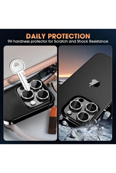 Joyroom İphone 16 Pro Max & 16 Pro Uyumlu Taşlı Kamera Koruyucu Premium Görünüm ve Kalite Netliği Korur - Resim 8