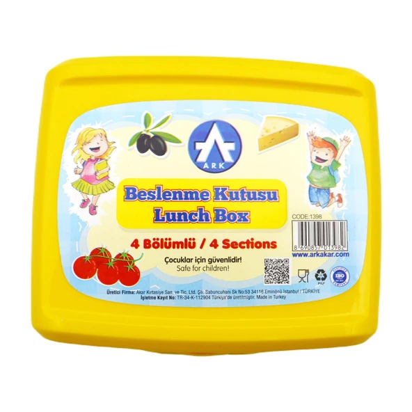 Ark Kilitli 4 Bölmeli Beslenme Kutusu Kod:1398 - 8