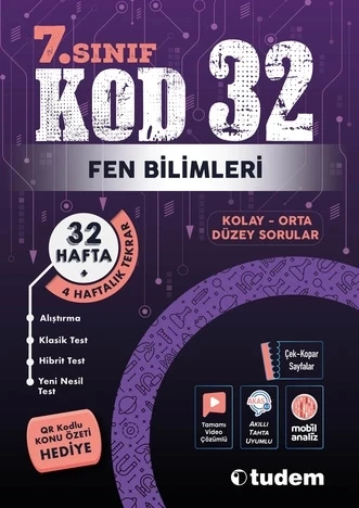 TUDEM YAYINLARI 7.SINIF FEN BİLİMLERİ KOD 32 HAFTA TEKRAR TEST KİTABI ürün görseli
