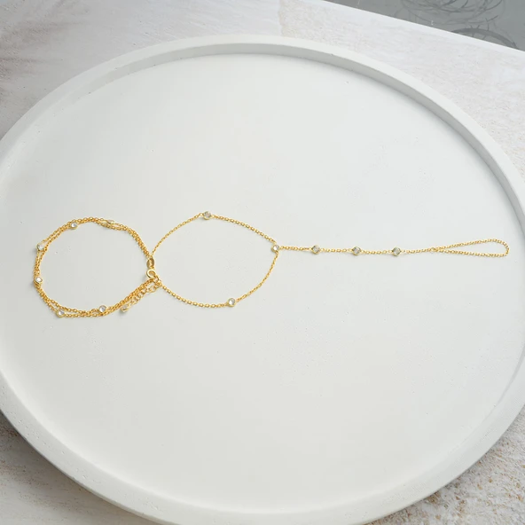 925 ayar gümüş bilek kısmı 3 zincirli zirkon taşlı şahmeran - Resim 3