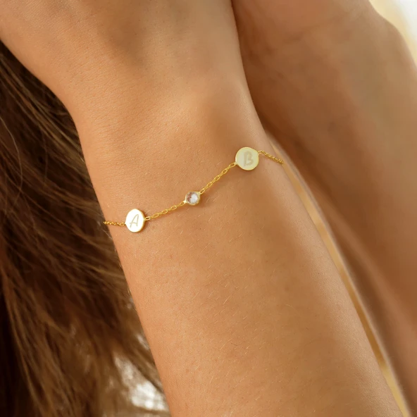 925 ayar gümüş kişiye özel harf bileklik 2 harf - 4