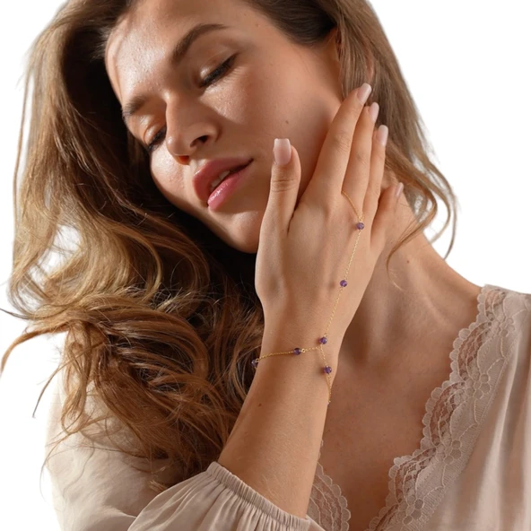 925 ayar gümüş örme ametist doğal taş şahmeran - 5