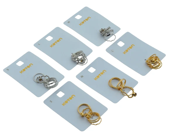 KOTON Altın ve Gümüş Renkli 6 lı S,M,ve L Bedenlerde 36 Adet Eklem Yüzük Set - 3