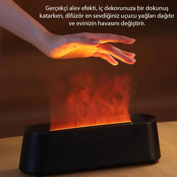 Coofbe Uzaktan Kumandalı 6 Renk Alev Desenli Ultrasonik Hava Nemlendici Ve Alev Aroma Difüzörü 250 m - 3