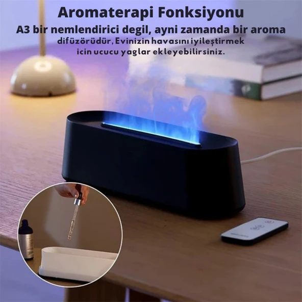 Coofbe Uzaktan Kumandalı 6 Renk Alev Desenli Ultrasonik Hava Nemlendici Ve Alev Aroma Difüzörü 250 m - 2