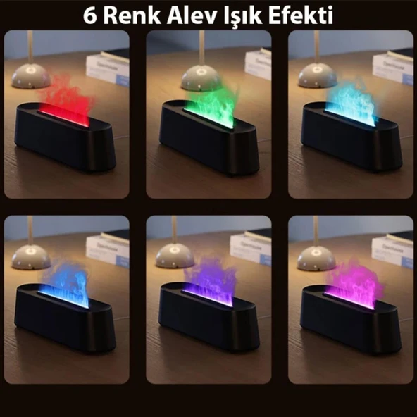 Coofbe Uzaktan Kumandalı 6 Renk Alev Desenli Ultrasonik Hava Nemlendici Ve Alev Aroma Difüzörü 250 m - 5
