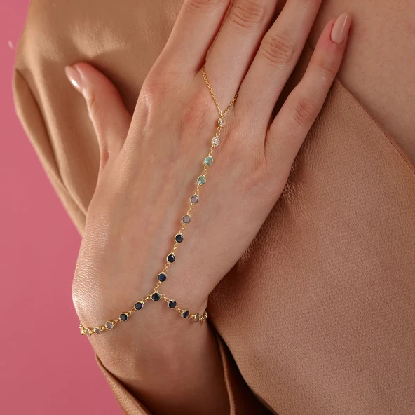 925 ayar gümüş mavi renk geçişli tamtur şahmeran - Resim 4