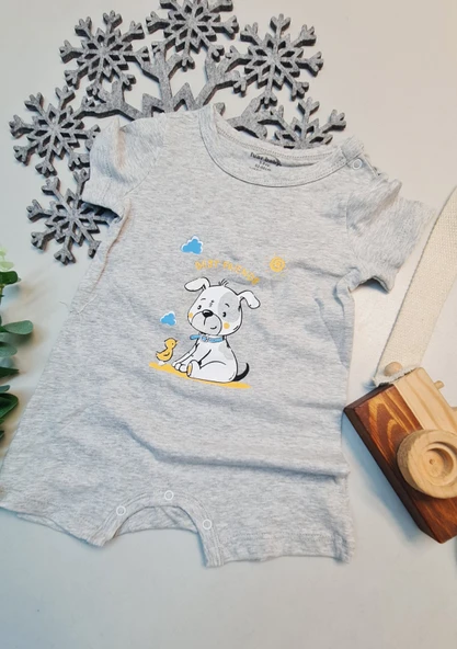 Köpek Desenli  Gri Tulum - 2