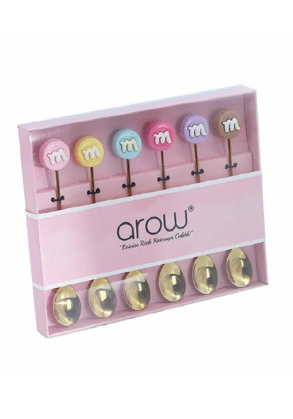 AROW 6 LI EMOJİ SAPLI GÜMÜŞ TATLI KAŞIĞI M-557