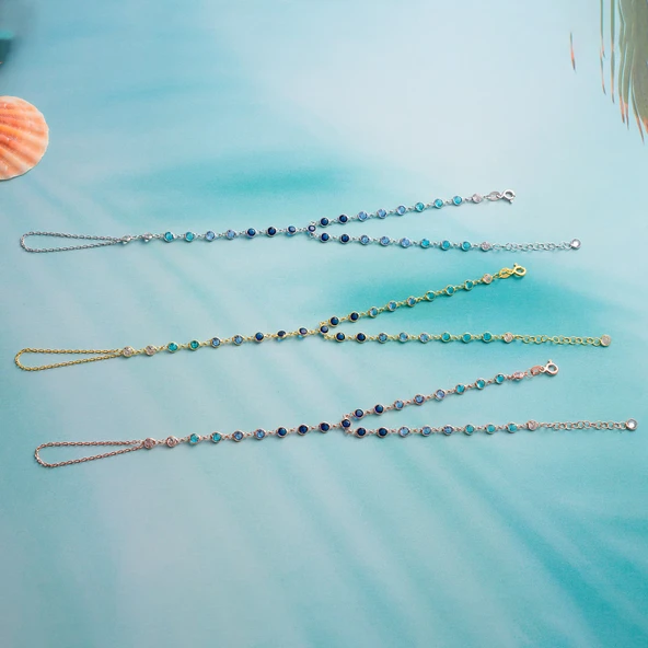 925 ayar gümüş mavi renk geçişli tamtur şahmeran - Resim 3