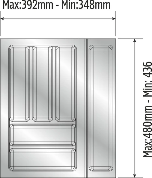 Mutfak Çekmece Içi Kaşıklık 39Cm X 48Cm Yanlar Ve Boydan 4Cm Kesilebilir, Beyaz - 4