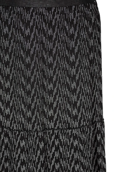 Hesna Kadın Nursel Lastikli 3 Kat Zikzak Desenli Siyah Etek - 2