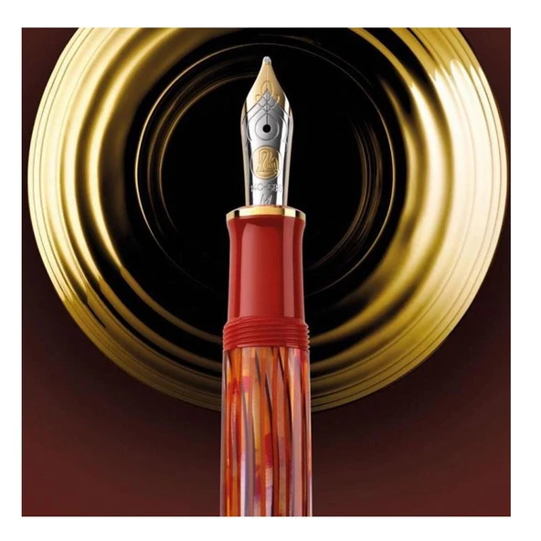Pelikan Souveran M600 Dolma Kalem Tortoiseshell-Red EF Uç - 3
