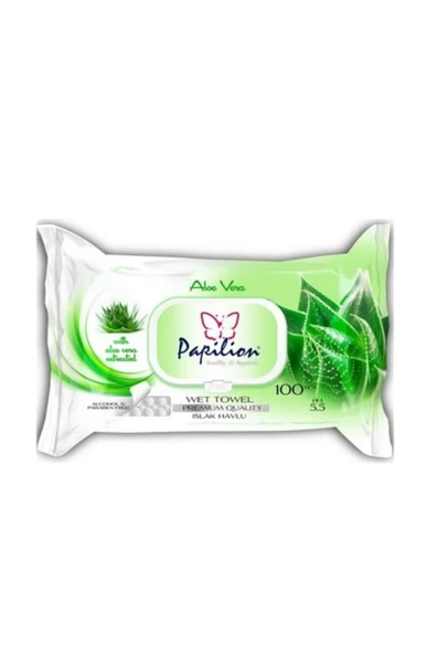 Papilon Aloe Vera Kapaklı Islak Mendil 100'lü