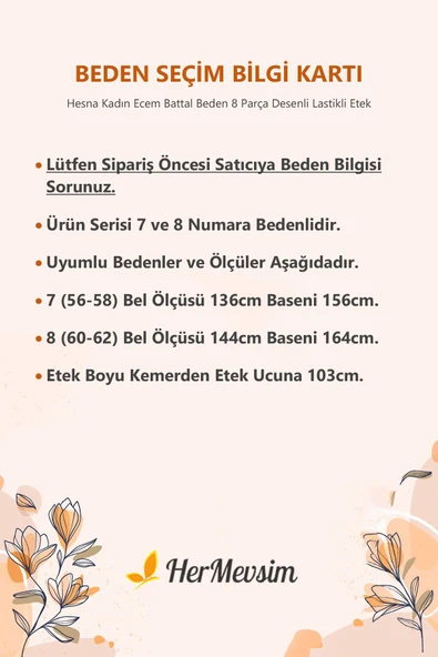 Hesna Kadın Ecem Battal Beden 8 Parça Lastikli Siyah Etek D23 - Resim 3