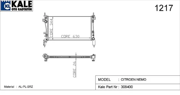MOTOR SU RADYATORU NEMO BIPPER 1,3HDI 16V 75CV 12> FIORINO 1,3JTD 07> (1 SIRA ALB SISTEM) - 2