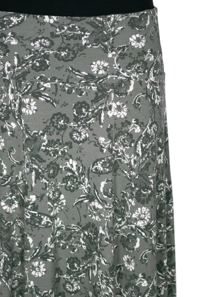 Barem Kadın Arzu Korsajlı 6 Parçalı Açıklı Koyulu Çiçekler Haki Etek - 2