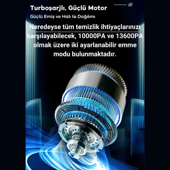 Coofbe Profesyonel Güçlü Vakumlu 150W 13600PA Araç Süpürgesi Ve Üfleme Uzun Şarjı El Araç Oto Süpürgesi - 3