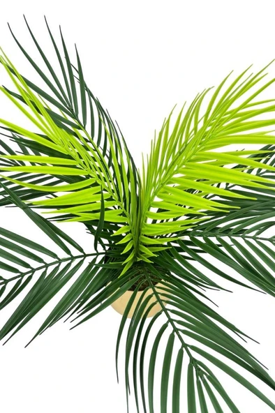 Nettenevime Yapay Çiçek Palmiye Areka Yapay Bitki Gold Metal Saksı Salon Çiçeği 9 Yaprak 50cm - Resim 7