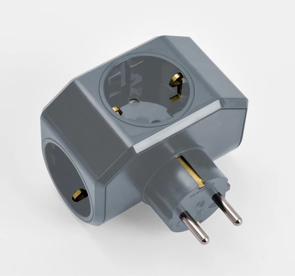 Viko Yonca Plus Gri Üçlü Topraklı Priz - 7