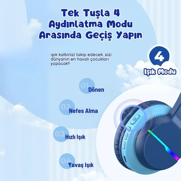 iClever Led Işıklı Güvenli Ses Sınırlı 85 Saat Oynatma Süreli Bluetooth Çocuk Kulaklığı Yeşil - 4