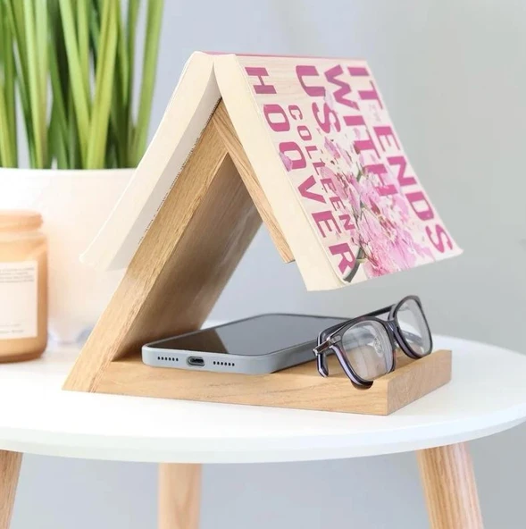 Kitap Sayfası Tutucu Standı, Ahşap Üçgen Ayraç, Masa Üstü Kitap Okuma Desteği Kitap Standı,