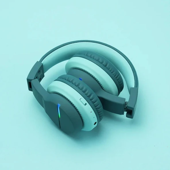 iClever Led Işıklı Güvenli Ses Sınırlı 85 Saat Oynatma Süreli Bluetooth Çocuk Kulaklığı Yeşil - 2