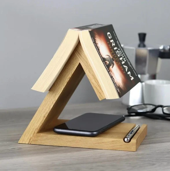 Kitap Sayfası Tutucu Standı, Ahşap Üçgen Ayraç, Masa Üstü Kitap Okuma Desteği Kitap Standı, - 3