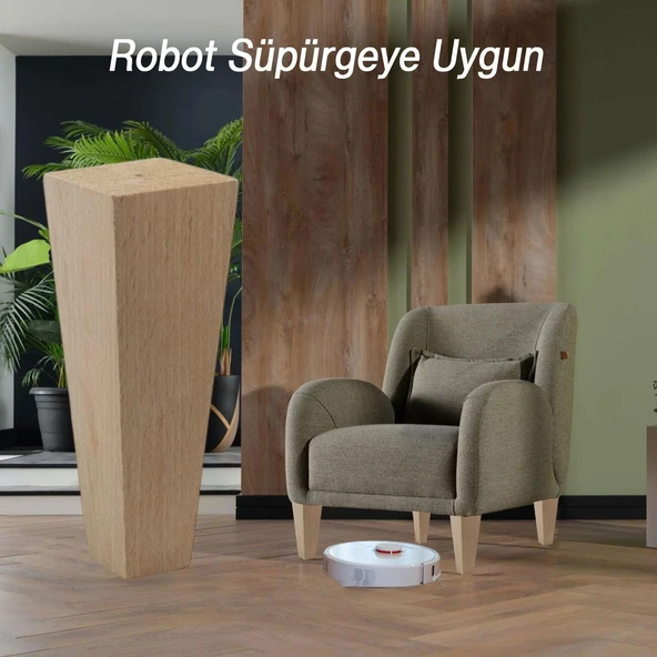 Ahşap Ayak Kare Bağlantı Aparatı Dahil Mobilya Koltuk Kanepe Sehpa Masa Ayağı Ayakları Boyasız 25 cm - Resim 7