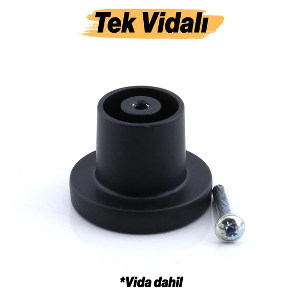 Rezene Siyah Kulp Düğme Tek Vidalı Çekmece Mutfak Mobilya Dolabı Dolap Kulpu Kulbu Metal Kulpları - Resim 4