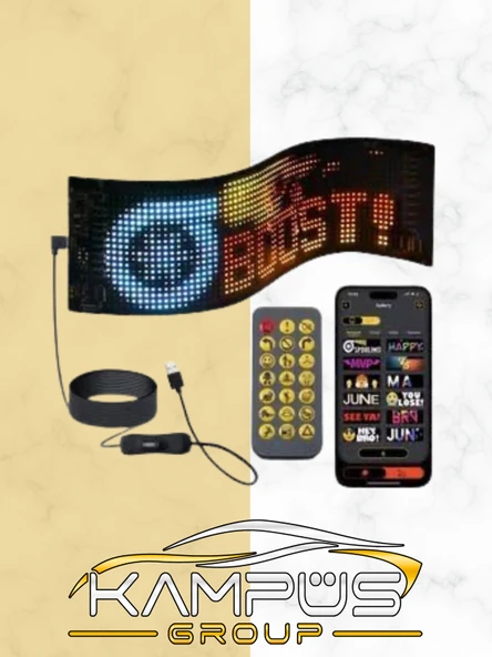 Esnek Katlanabilir Panel Led Cama Yapışır Uygulama İle Kontrol Dijital Tabela Kayar 60cm 16X96 LED - 2
