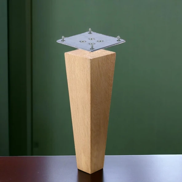 Ahşap Ayak Kare Bağlantı Aparatı Dahil Mobilya Koltuk Kanepe Sehpa Masa Ayağı Ayakları Boyasız 20 cm - Resim 2