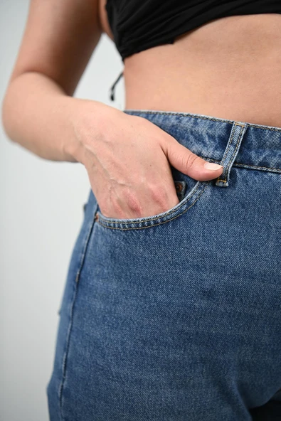 Kadın Büyük Beden Yüksek Bel Mom Jean 4418-25 DPL-968 - 5