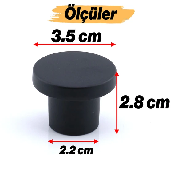 Rezene Siyah Kulp Düğme Tek Vidalı Çekmece Mutfak Mobilya Dolabı Dolap Kulpu Kulbu Metal Kulpları - Resim 3