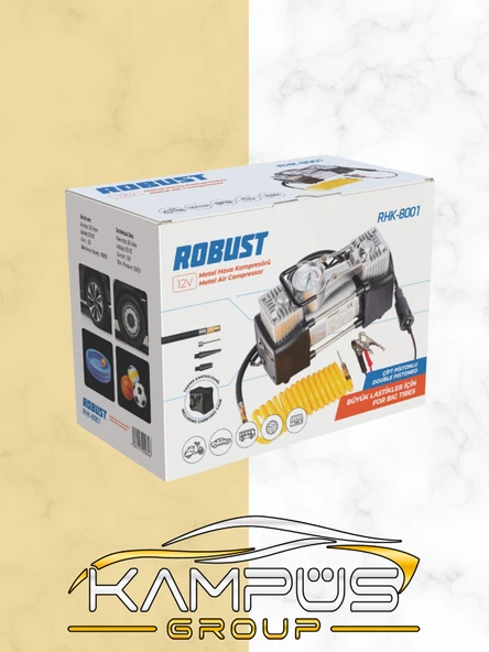 Araç Oto Lastik Şişirme Kompresörü Pompası Çift Pistonlu