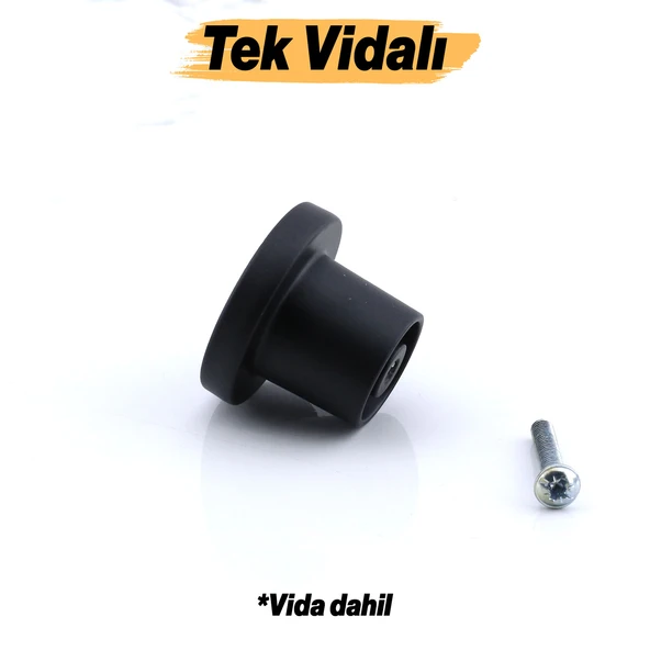 Rezene Siyah Kulp Düğme Tek Vidalı Çekmece Mutfak Mobilya Dolabı Dolap Kulpu Kulbu Metal Kulpları - Resim 5