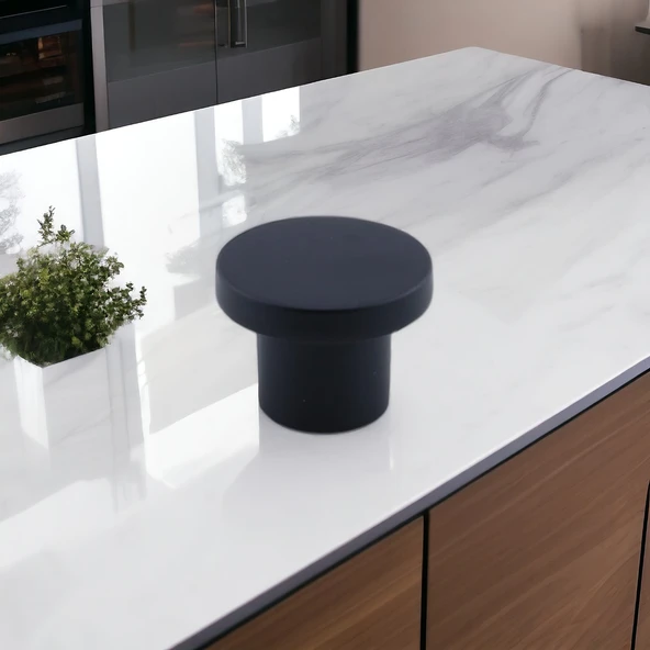 Rezene Siyah Kulp Düğme Tek Vidalı Çekmece Mutfak Mobilya Dolabı Dolap Kulpu Kulbu Metal Kulpları - Resim 6