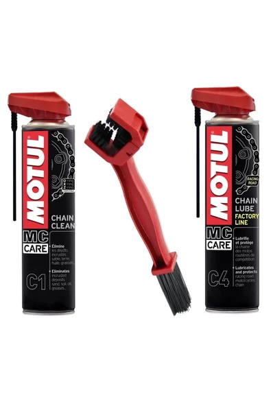 MOTUL ZİNCİR TEMİZLEME KİTİ - C4 400 ml + C1 400 ml + ZİNCİR TEMİZLEME FIRÇASI